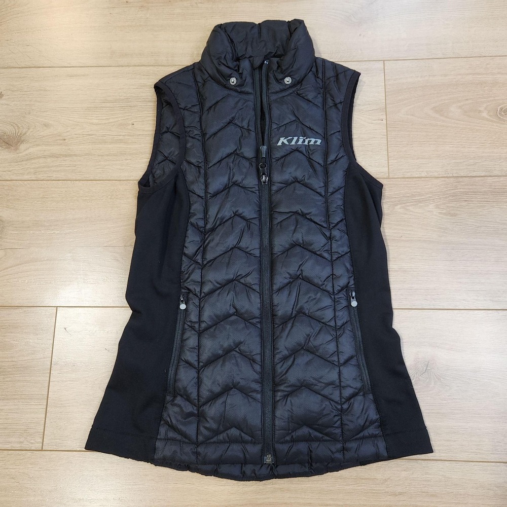 Klim Arise Quilted Puffer Vest Womens Small Black Insulated Full Zip Moto Riding